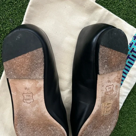 Tory Burch Black Leather Flats - Picture 10 of 14